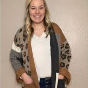 JODIFL Brown and Gray Knit Cardigan
